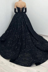 Gorgeous Long Black A-line Sweetheart Lace Laced-up Prom Evening Dresses